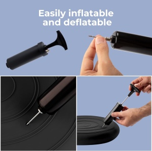 Perna pentru echilibru Everest Fitness, ortopedica, gonflabila, cu pompa, Ø33 cm, Negru - Img 5