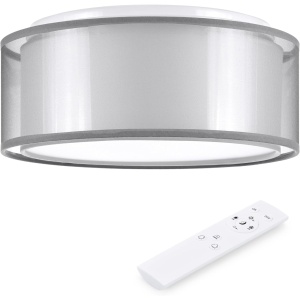 Plafoniera de tavan cu LED, Navaris, design cu 2 straturi, 22W, temperatura de culoare reglabila, cu telecomanda, Clasa F, Ø 32 x 12 cm