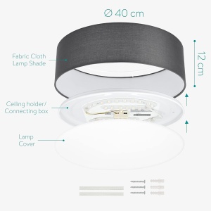 Plafoniera LED Navaris, 22W, cu telecomanda, temperatura si intensitate reglabile, diametru 40 cm, Gri inchis - Img 3