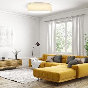 Plafoniera LED Navaris, 22W, temperatura reglabila, abajur textil, diametru 40cm, Alb - Img 2