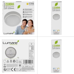 Plafoniera, Lumare, 30 W Extra Plat, Round 2100 lm, 320 mm, IP54, Alb Cald - Img 3