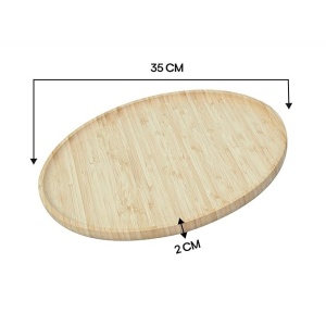 Platou de bucatarie din lemn, rotund, platou de branza, platou de servire din lemn, idee cadou, fabricata din lemn, usor de curatat si intretinut, durabila, 35 cm - Img 6