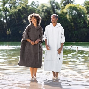 Poncho de baie unisex Homelevel, S-M, Gri, Bumbac organic, 54881.19.19 - Img 5