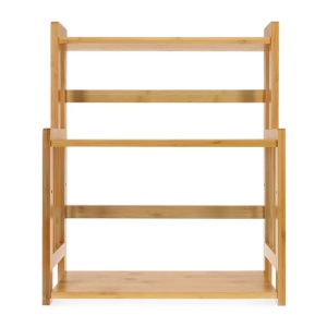 Raft condimente Navaris, 3 rafturi ajustabile, 41.5x18x49.7 cm, bucatarie, maro, bambus - Img 2
