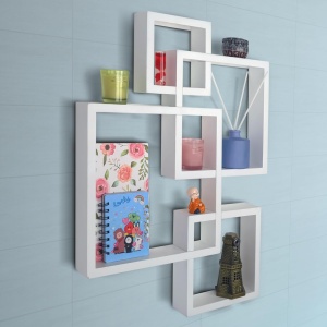 Raft perete suspendat cub Belle Vous, 4 piese, MDF, dimensiuni diferite 15–30 cm, Alb - Img 6