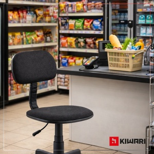 Scaun Birou Kiwari® Fen, Spatar si Sezut Tapitat, Reglabil pe Inaltime, Roti duble, Compact, Capacitate 120 kg, Negru - Img 10