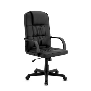 Scaun Birou Kiwari® Hab, Spatar Inalt, Sezut din Piele PU, Reglabil pe Inaltime, Baza cu Roti pentru Mobilitate, Design Executiv Confort Extra, Capacitate 120 kg, Negru