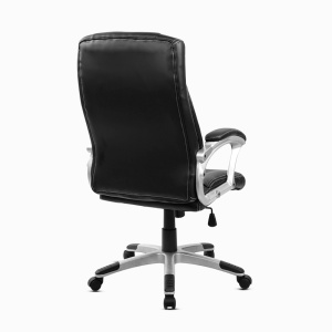 Scaun de birou ergonomic Kiwari® Eliot, spatar inalt, mecanism inclinabil cu reglaj pe gaz, rotatie 360°, brate late PP ergonomice, baza cromata stabila, roti nylon silentioase, tapiterie PU+PVC neteda, suporta 136 kg, Negru - Img 11