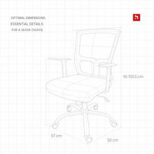 Scaun ergonomic de birou Kiwari® Neo, tetiera cu PU, spatar din plasa, baza cromata 320 mm, negru - Img 4