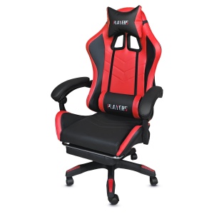 Scaun gaming Kiwari® Rush, suport pentru picioare, spatar rabatabil 135°, perne lombara si cervicala, negru/rosu