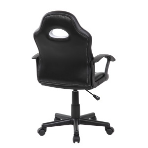 Scaun gaming Kiwari Klaus, material PU+PVC, cadru lemn, brate fixe, mecanism sus-jos, lift gaz, baza nylon, roti silentioase, spatar ergonomic, sezut confortabil, inaltime reglabila, Negru/Alb - Img 9