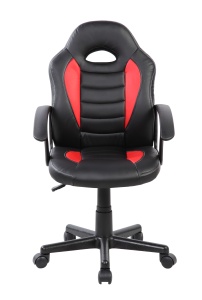 Scaun gaming Kiwari Min, material PU+PVC, cadru lemn, baza nylon, mecanism reglabil, brate fixe, roti silentioase, inaltime ajustabila, Negru - Img 6