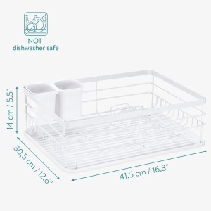 Scurgator de vase si tacamuri, 41.5 x 30.5 x 14 cm, din metal/plastic, tava scurgere, suport detasabil pentru tacamuri, Alb - Img 2
