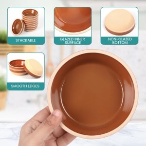 Set 12 boluri ceramice Belle vous, 175 ml, rezistente la caldura, 12.5 x 4 cm, compatibile cu microunde, masina de spalat vase si frigider, Maro - Img 4