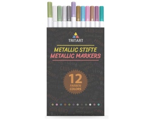Set 12 carioci metalice profesionale Tritart, Nepermanent, Multicolor
