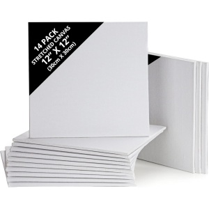 Set 14 panze pentru pictura Kurtzy, 30x30cm, din bumbac, 3mm grosime, Alb