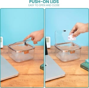 Set 2 mini cosuri de gunoi, Belle Vous, pentru birou/masa, capace pop-up, Transparent - Img 4