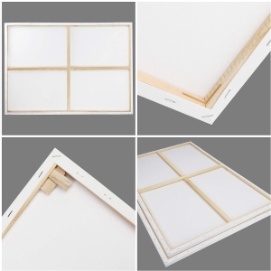 Set 2 panze pentru pictura Kurtzy, 70 x 100 cm, din bumbac, pentru vopsele acrilice si uleioase, 8 pene din lemn, Alb - Img 6