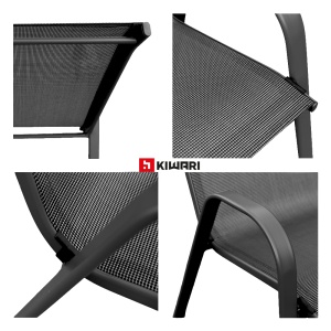 Set 2 Scaune Kiwari® Lago, 55.5x72.5x92.5 cm, Suprapozabil, Greutate maxima 110 kg, Gradina/Terasa/Balcon, Gri - Img 4