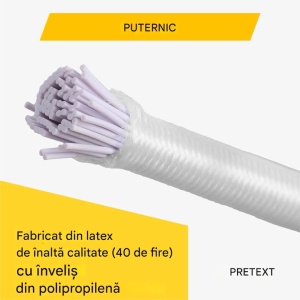 Set 25 corzi elastice, PRETEX, cu carlig metalic, din latex rezistent, pentru prindere, fixare, Albe - Img 6