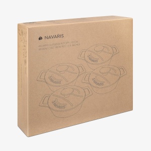 Set 4 Mini Oale din fonta Navaris, 10.5 cm, 290 ml, pentru cuptor si plita, albastru, 49079.04.02 - Img 3