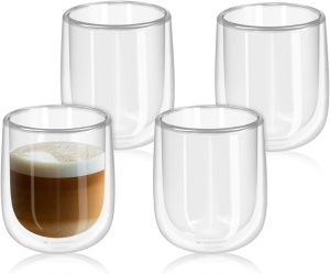 Set 4 pahare cu pereti dubli din sticla barosilicata, Navaris, termorezistente, pentru Cappuccino, Latte, Latte Macchiato, Ceai, 350 ml - Img 4