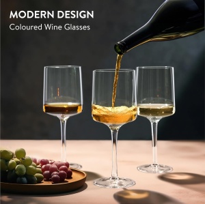 Set 4 Pahare Vin Navaris, 400 ml, cu picior, design modern, transparent, 56212.03 - Img 4