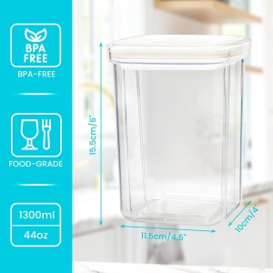 Set 4 recipiente alimentare Belle Vous, 1300 ml, din plastic PET, cu capac etans, pentru organizare alimente, transparente - Img 3