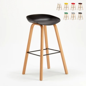 Set 4 scaune inalte, Towerwood Pentru Bar Si Bucatarie Cu Efect De Lemn, Negru - Img 4