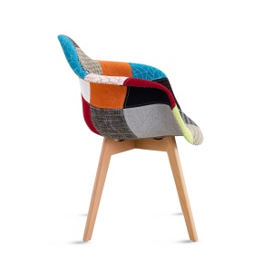 Set 4 Scaune Living/Bucatarie Kiwari® Milo Patchwork, Sezut Spuma, Picioare Lemn Fag, Inaltime Sezut 46 cm, Design Modern, Capacitate 120 kg, Multicolor - Img 8