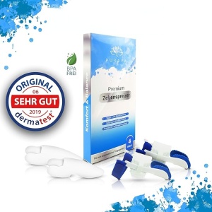 Set 4 separatoare ortopedice pentru degete, PURAVA, gel siliconic, fara BPA, alb/albastru - Img 2
