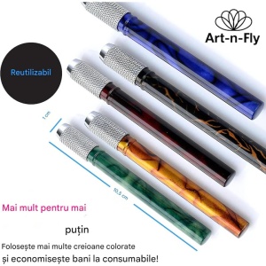 Set 5 extensii pentru creioane, Art-n-Fly, sistem de prindere prin infiletare, design marmura, 10 cm, Multicolor - Img 2