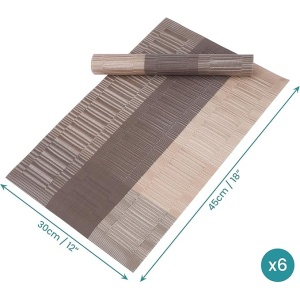 Set 6 Naproane, Belle Vous, din PVC, Dreptunghi, Termorezistente, Antiderapante si Lavabile, 30 x 44.5 cm, Maro - Img 2