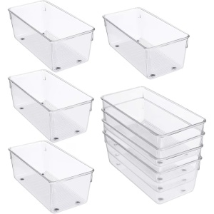 Set 8 organizatoare, Kurtzy, 20 x 10 x 8 cm, din plastic fara BPA, cu maner, pentru alimente, frigider, casa, Trasparent - Img 6