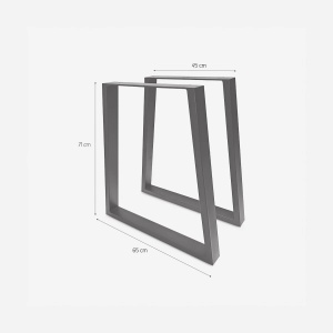 Set de 2 picioare de masa trapezoidale din metal negru Flare, Negru - Img 3