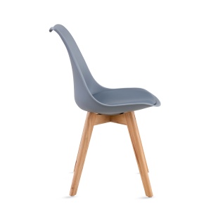 Set de 4 Scaune de Dining/Living Kiwari® Riv, Sezut PP cu Pernuta PU, Picioare Lemn Fag, Design Modern, Inaltime Sezut 48 cm, Capacitate 120 kg, Gri - Img 3