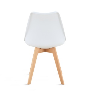 Set de 4 Scaune Kiwari® Kit, Sezut cu Pernuta PU, Picioare Lemn Fag, Design Modern Dining/Living, Inaltime Sezut 48 cm, Capacitate 120 kg, Alb - Img 9