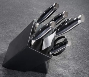 Set de cutite pentru bucatarie, Orient, Origin Series, 8 piese, suport design granit, premium, Otel Inoxidabil german X50 Ultra+, Negru - Img 3