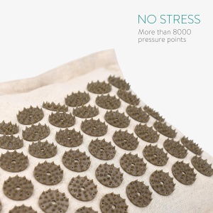 Set de masaj acupresura Navaris, perna si saltea, realizate din in ecologic, fibre de cocos si coji de hrisca, pentru reducerea tensiunii, relaxare profunda si revitalizare, geanta de trasnport, Bej - Img 4