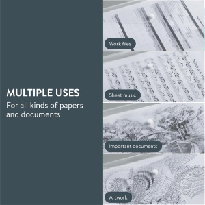 Set mapa documente plic H&S, 30 buc, format A4, din plastic, 33.5 x 23.5 cm, inchidere cu capsa, reutilizabile, Transparent - Img 5