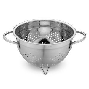 Strecuratoare Navaris, 20 cm, 3 L, gauri mari, baza stabila, argintiu, otel inoxidabil