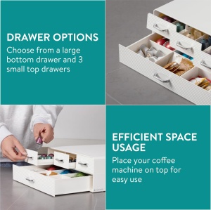 Suport 96 capsule de cafea Navaris, compatibil cu Nespresso, 4 sertare, 34 x 32 x 13, plastic, Crem - Img 3