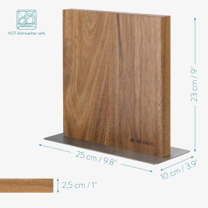 Suport magnetic cu doua fete Navaris pentru cutite, lemn de nuc, 25x23x10 cm, 50416.025.03 - Img 4