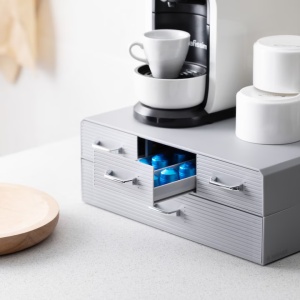 Suport pentru capsule de cafea Navaris cu 4 sertare, Universal, 2 Nivele, Gri, 54092.02 - Img 6