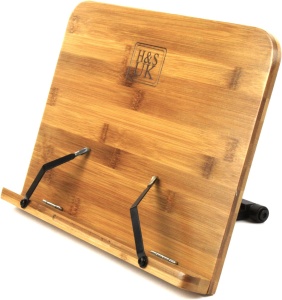 Suport tip stand pentru carti cu retete, H&S, din bambus, reglabil, 34 x 1.1 x 24 cm