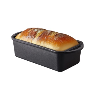 Tava de copt, Navaris, din fonta emailata, 26 cm, dreptunghiulata, pentru paine si prajituri, Negru