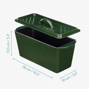 Tava pentru copt din fonta cu capac Navaris, tip cuptor olandez, pentru coacere si gatire, emailat, verde, 34x13x13 cm - Img 4