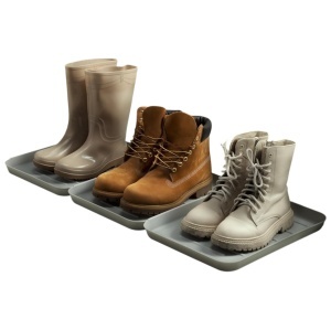 Tava pentru incaltaminte Navaris, set 3, 35×27×2.5 cm, din plastic, utilizare interior/exterior, Gri