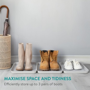 Tava pentru incaltaminte Navaris, set 3, 35×27×2.5 cm, din plastic, utilizare interior/exterior, Gri - Img 5