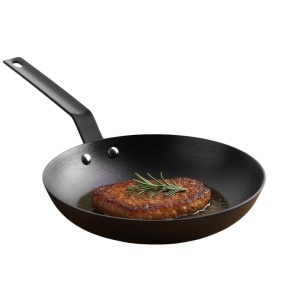 Tigaie adanca din fonta Navaris, Ø25cm, cu maner, compatibila inductie/cuptor/gratar/aragaz, Negru